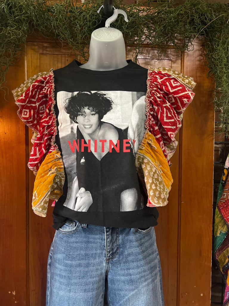 Whitney ruffle sleeves kantha tee - Main Street Threads