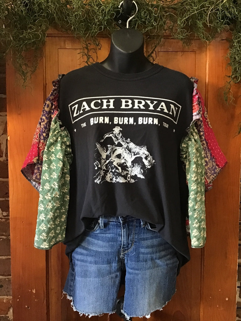 Zach Bryan “Burn Burn Burn Tour” butterfly sleeves kantha tee - Main Street Threads