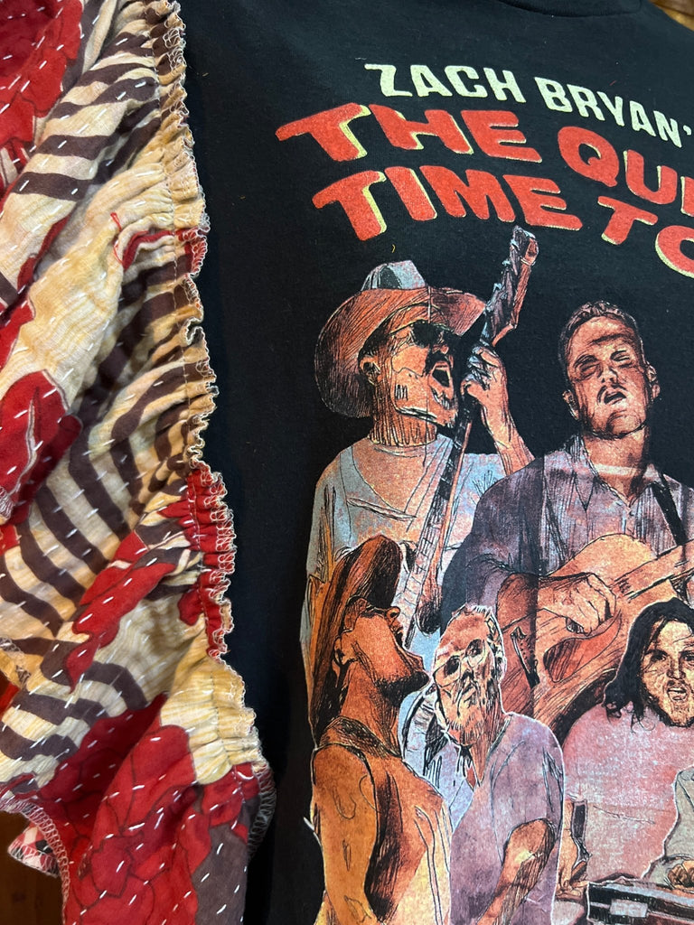 Zach Bryan ruffle sleeves kantha tee - Main Street Threads