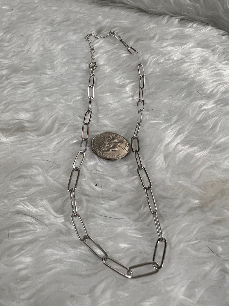 paper clip chocker necklace (compared with a quarter) SILVER