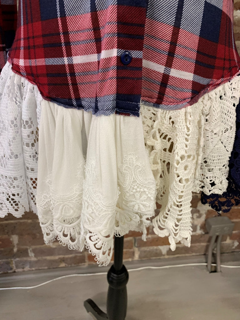 OOAK Tattered lace plaid jacket - Main Street Threads