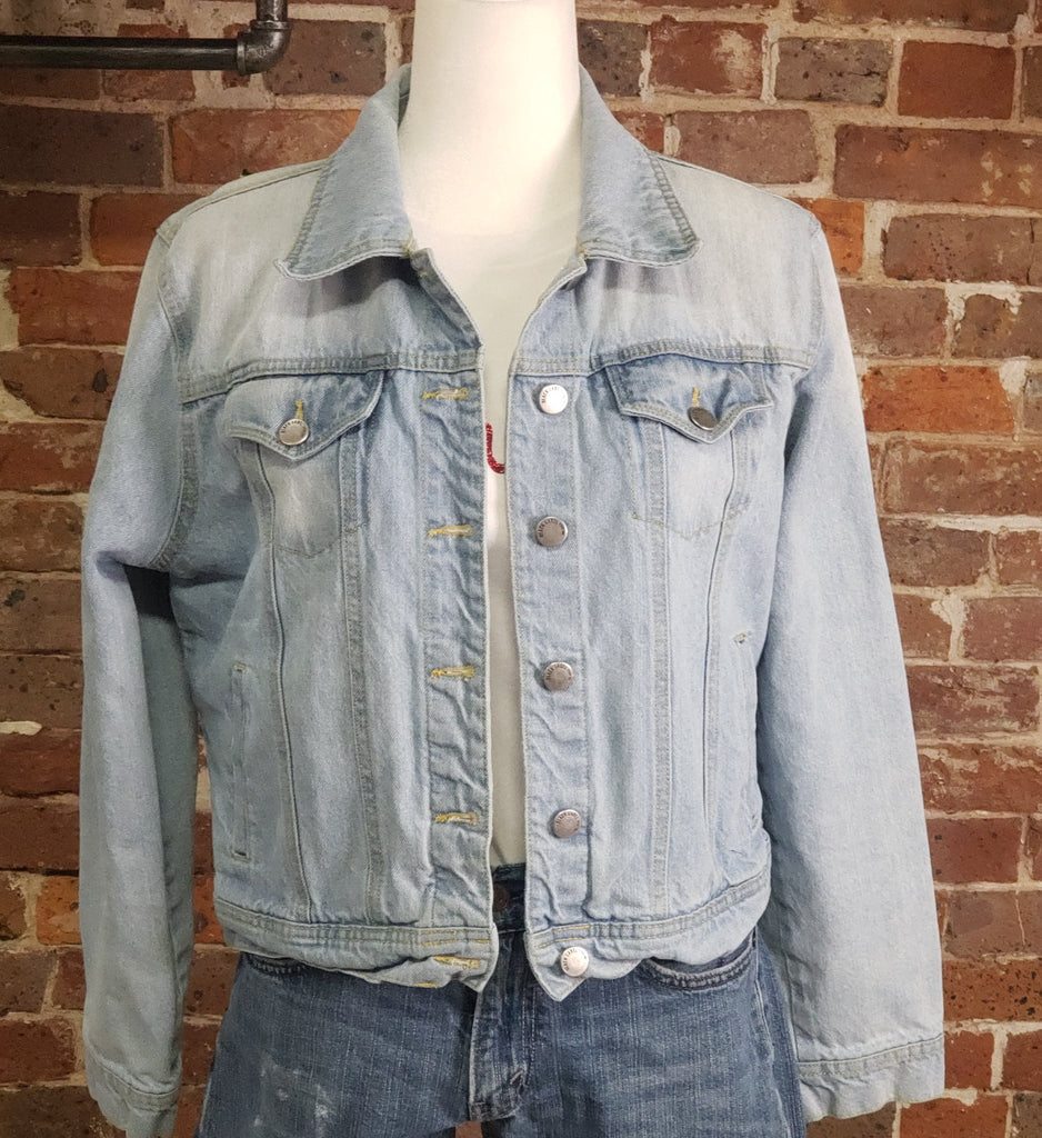 "Vintage Guitars" Up - cycled Denim Jacket - Main Street Threads
